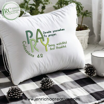 Pray - Colossians 4:2 Embroidered Pillow Cover - image4